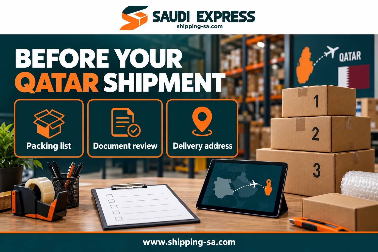 Before Riyadh-to-Qatar shipping: packing list, documents and delivery address