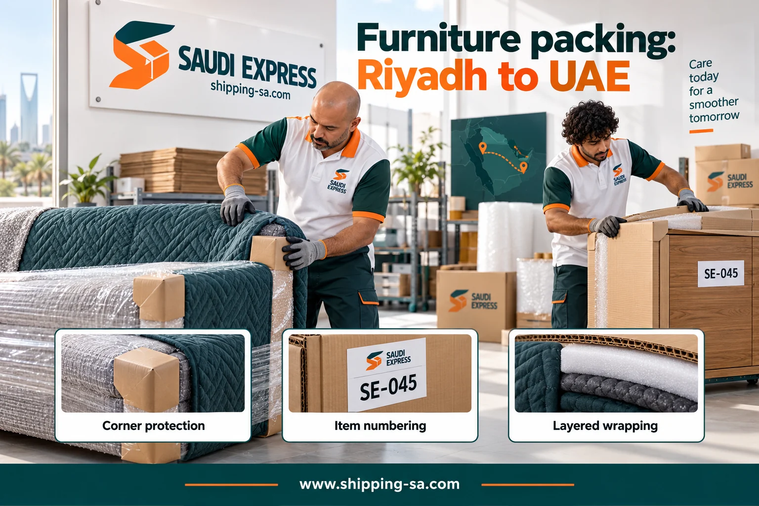 Furniture packing and protection before a Riyadh–UAE move