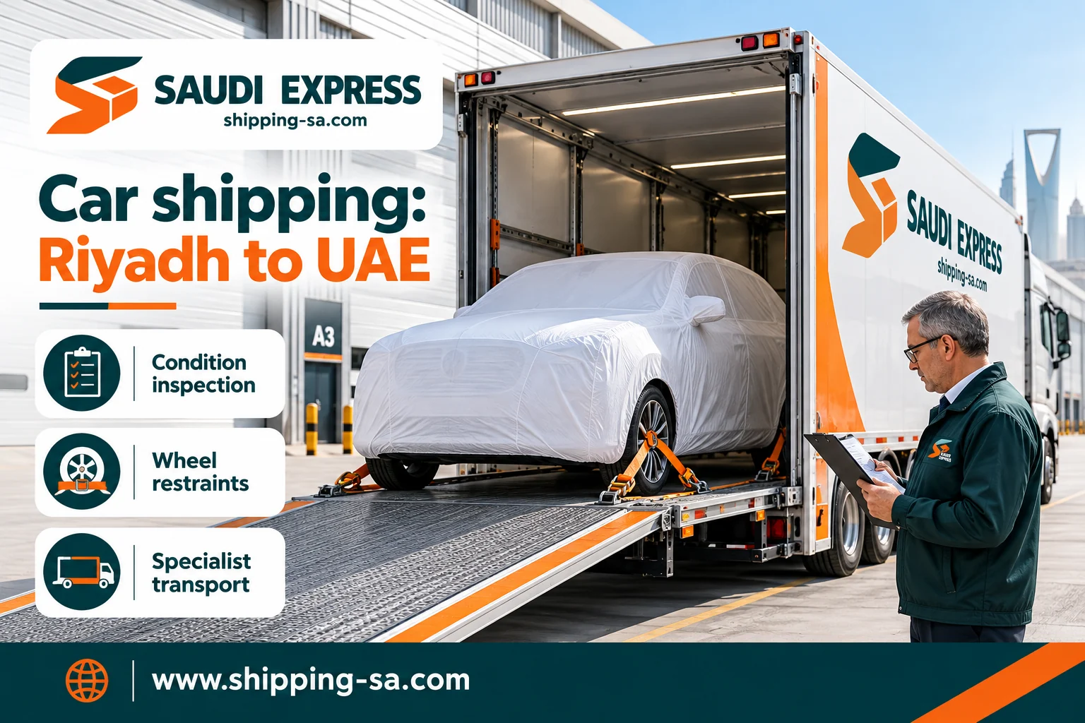 Preparing a car for dedicated road transport to the UAE