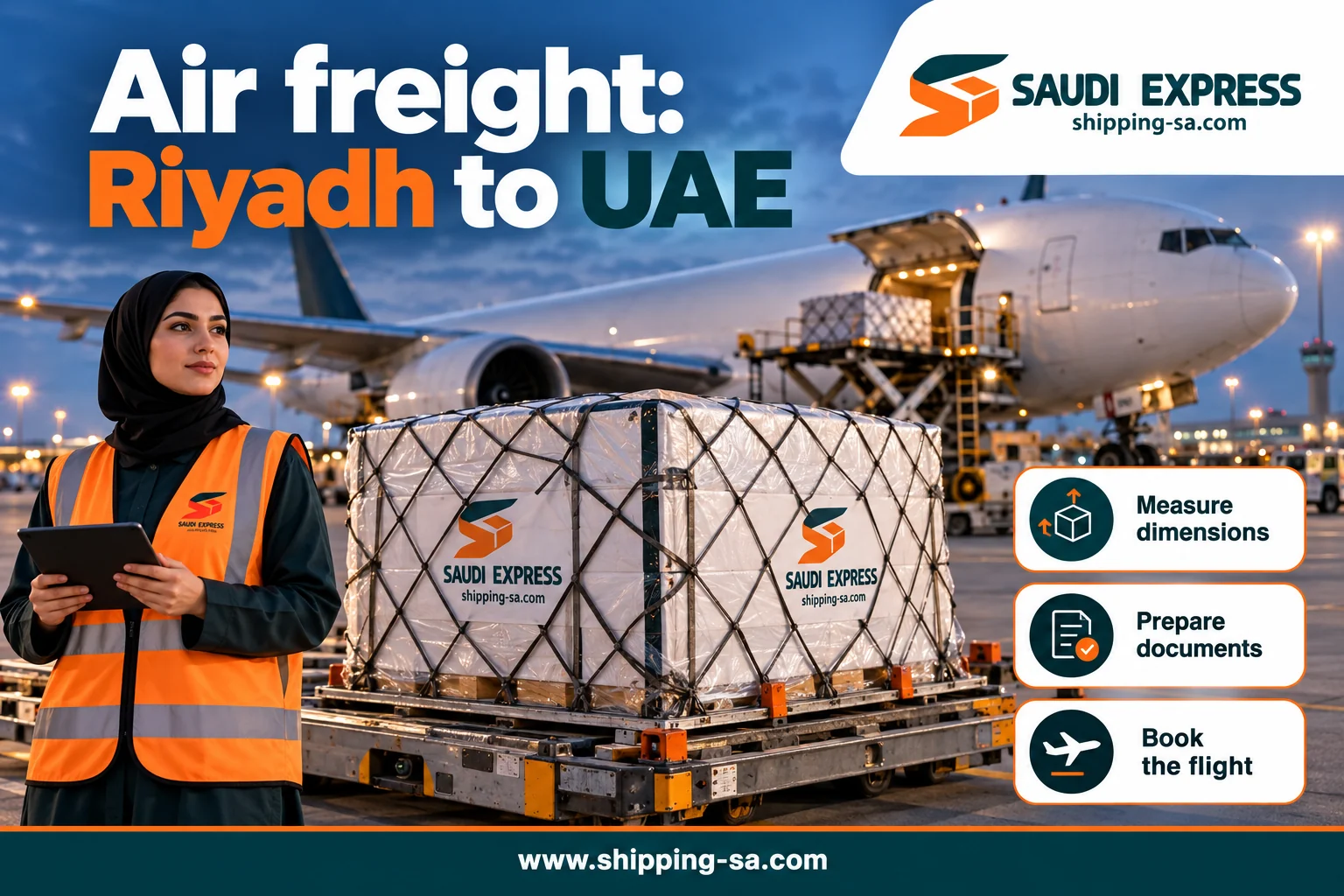 Air cargo preparation with weight, dimensions and document checks