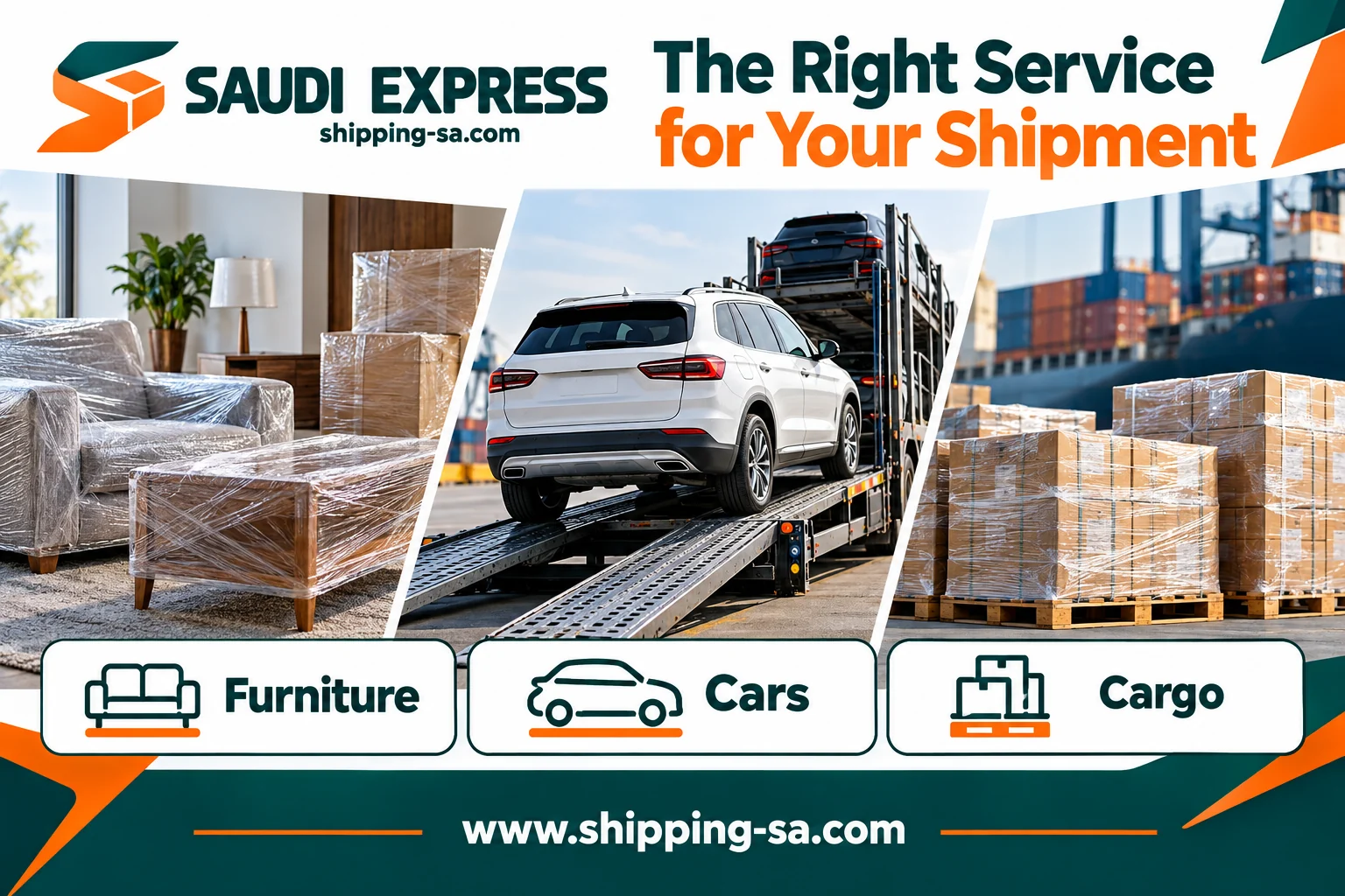 Furniture, vehicle and commercial cargo options from Saudi Arabia to the UAE