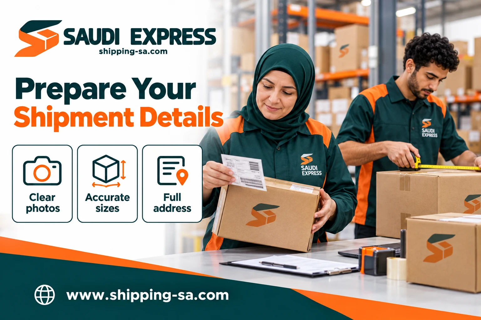 Measuring parcels and checking shipment information before booking