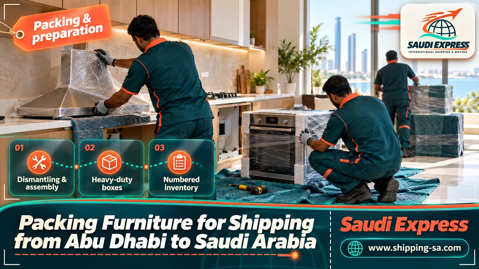 Packing Furniture for Shipping from Abu Dhabi to Saudi Arabia