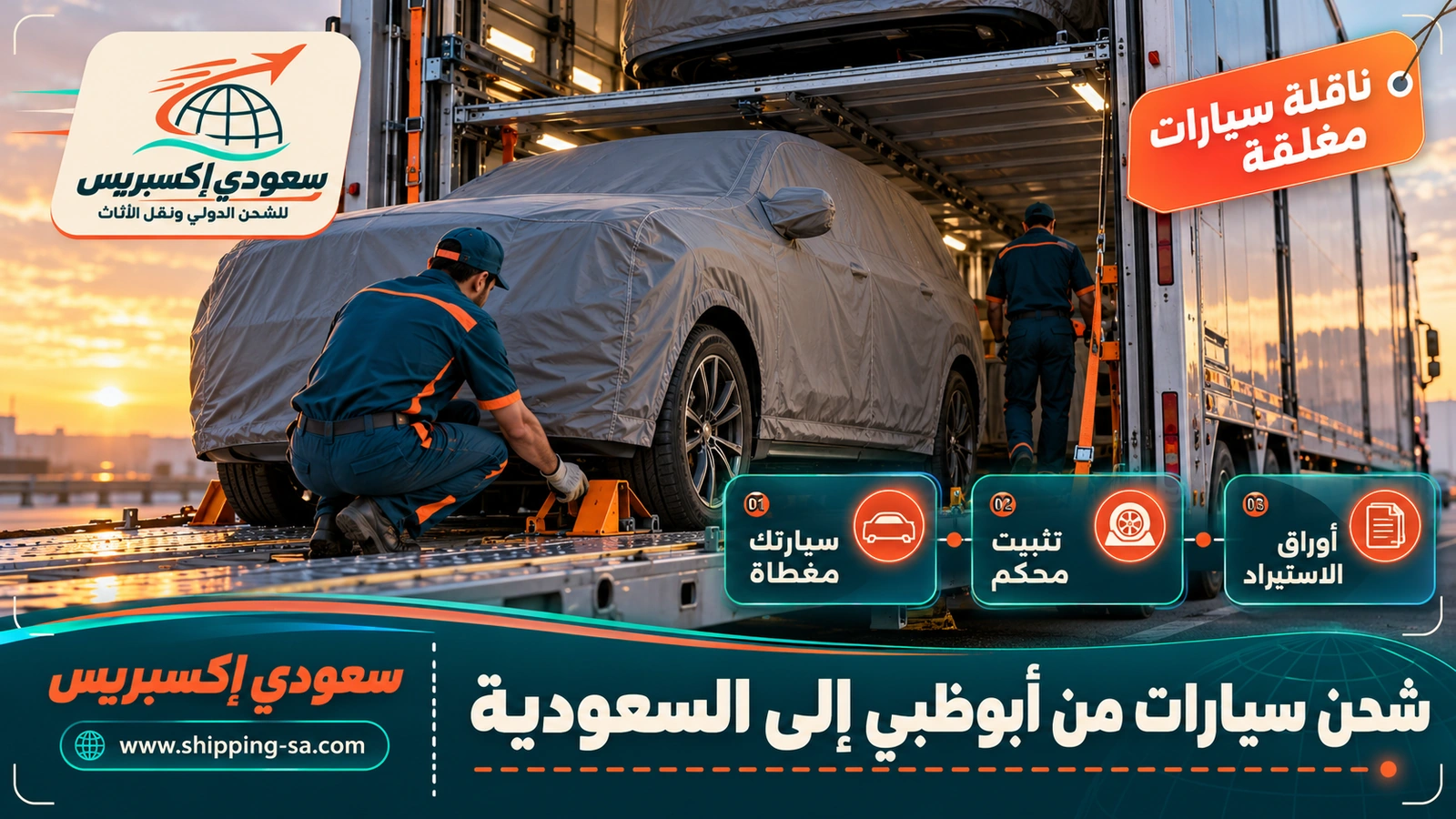 شحن سيارات من أبوظبي إلى السعودية