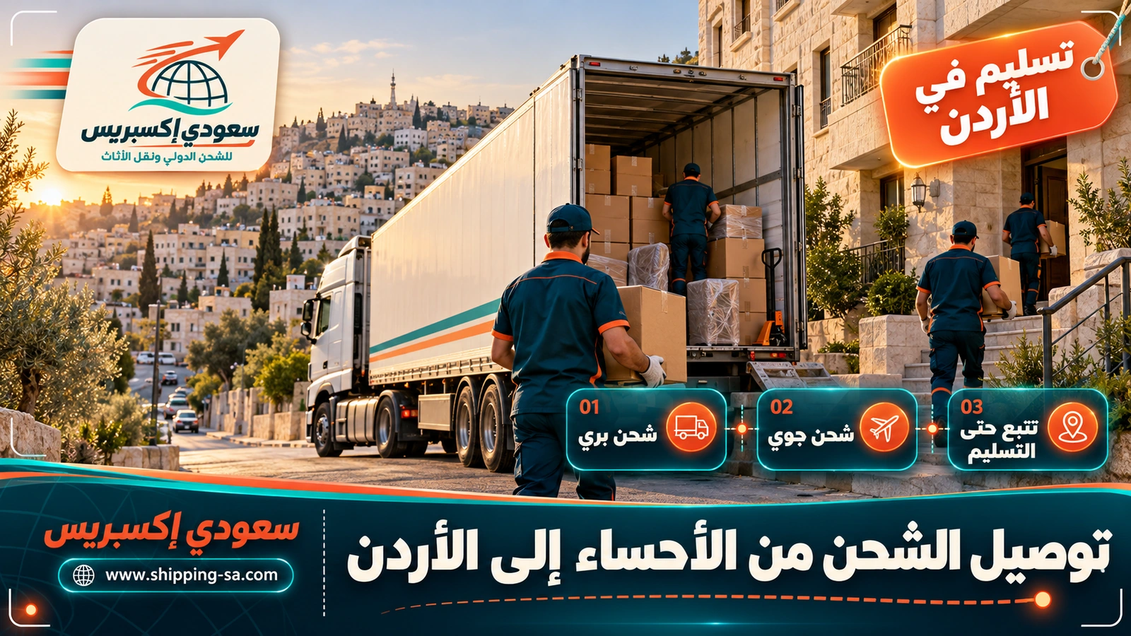 توصيل الشحن من الأحساء إلى الأردن