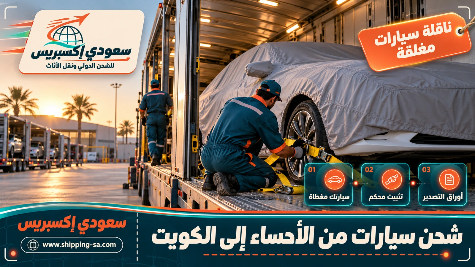 شحن سيارات من الأحساء إلى الكويت