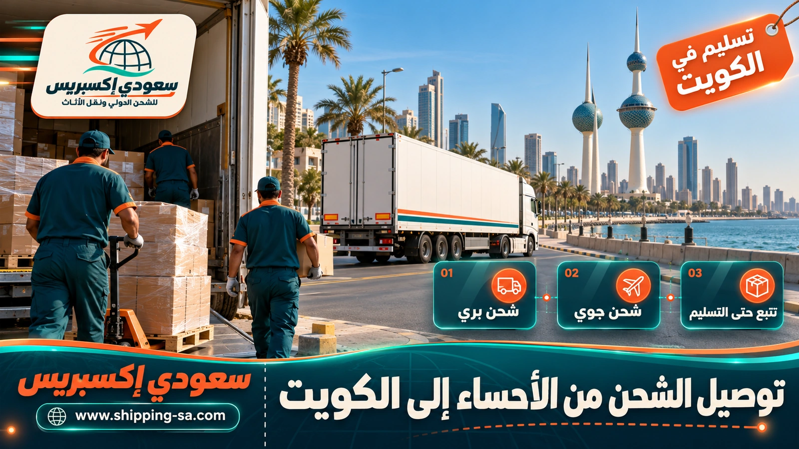 توصيل الشحن من الأحساء إلى الكويت