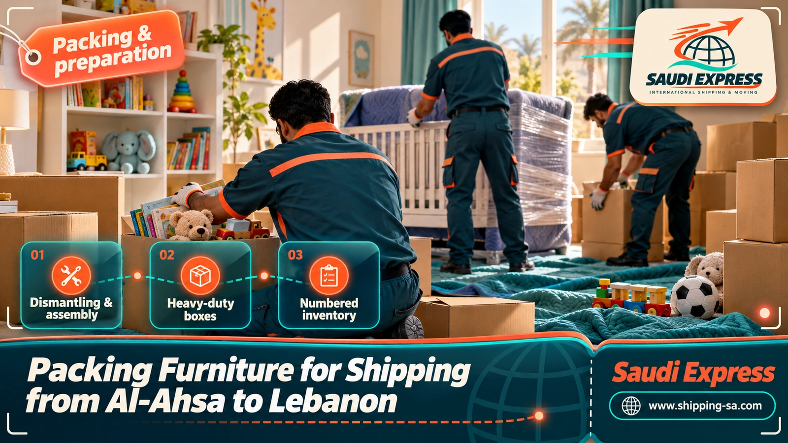 Packing Furniture for Shipping from Al-Ahsa to Lebanon