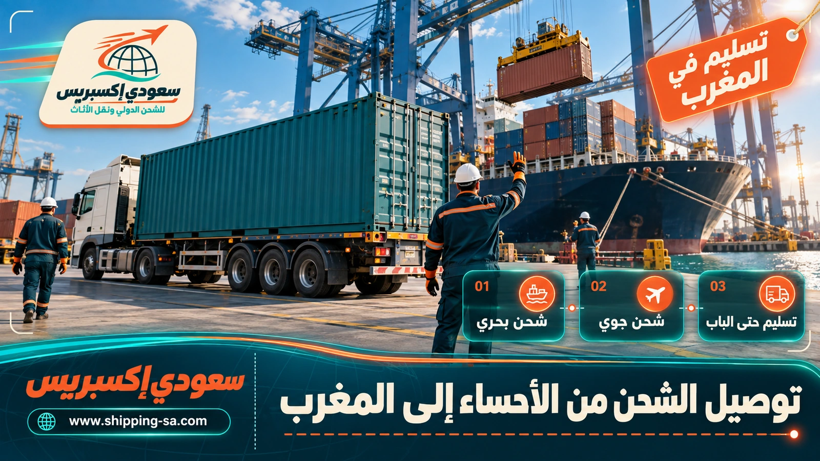 توصيل الشحن من الأحساء إلى المغرب