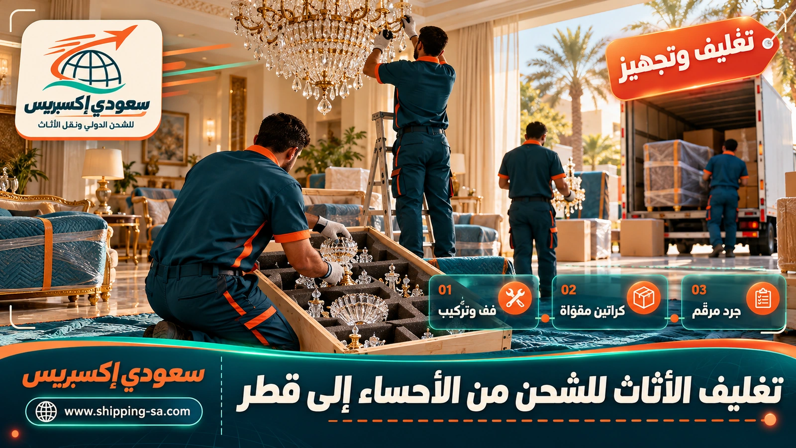 تغليف الأثاث للشحن من الأحساء إلى قطر