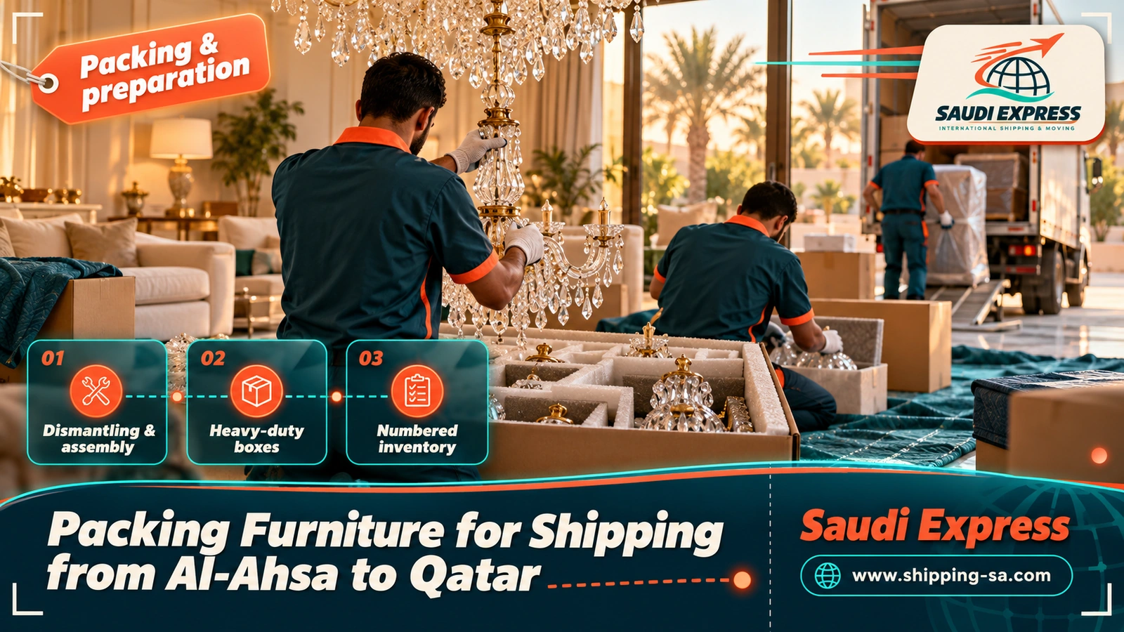 Packing Furniture for Shipping from Al-Ahsa to Qatar
