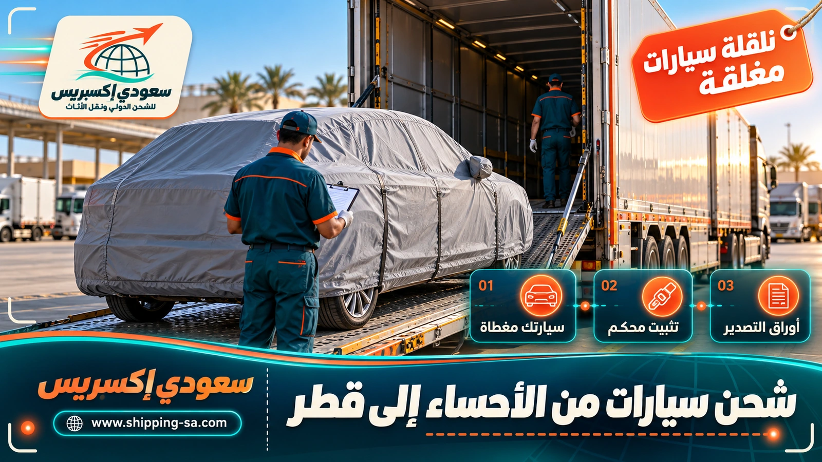 شحن سيارات من الأحساء إلى قطر