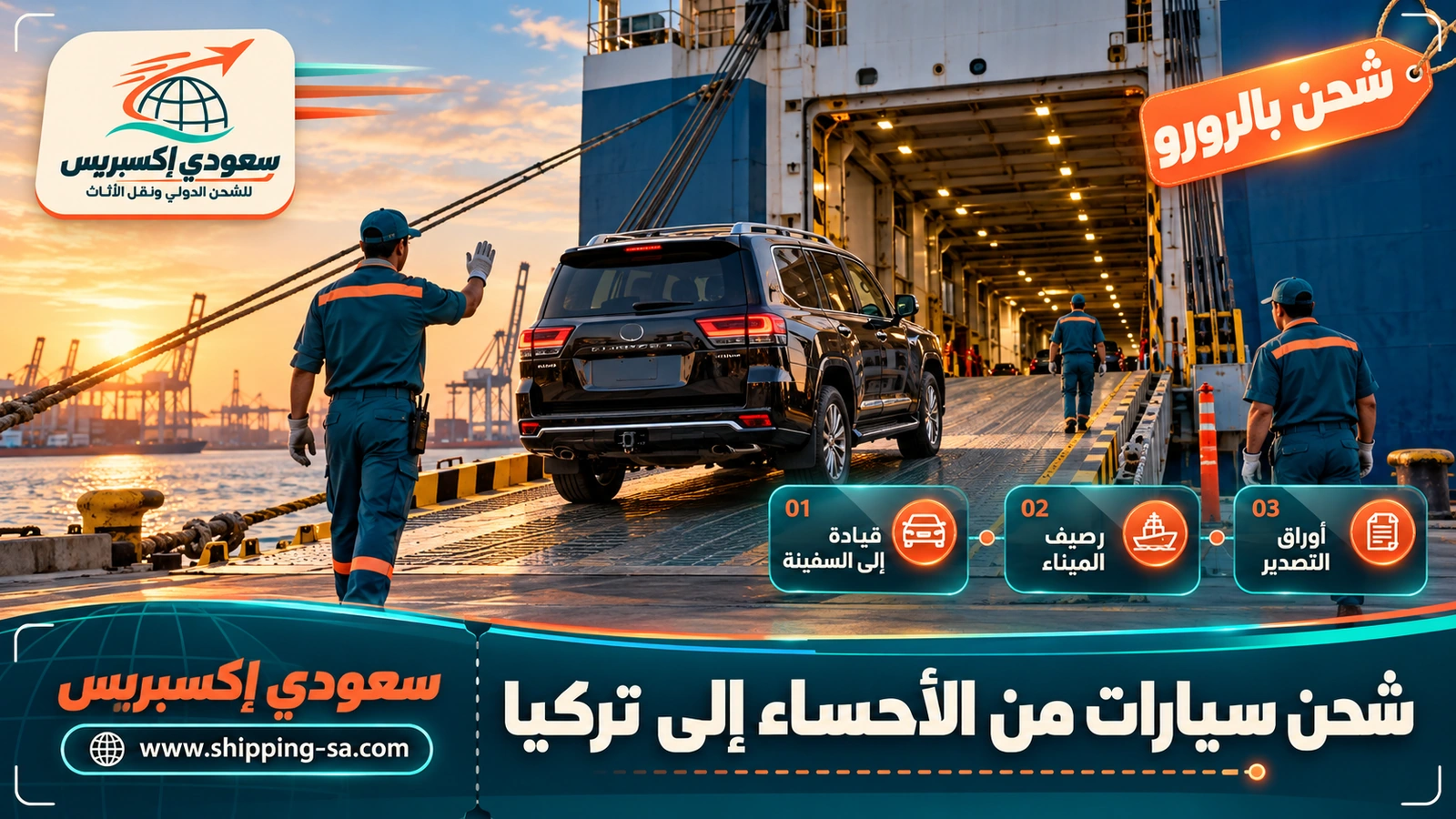 شحن سيارات من الأحساء إلى تركيا