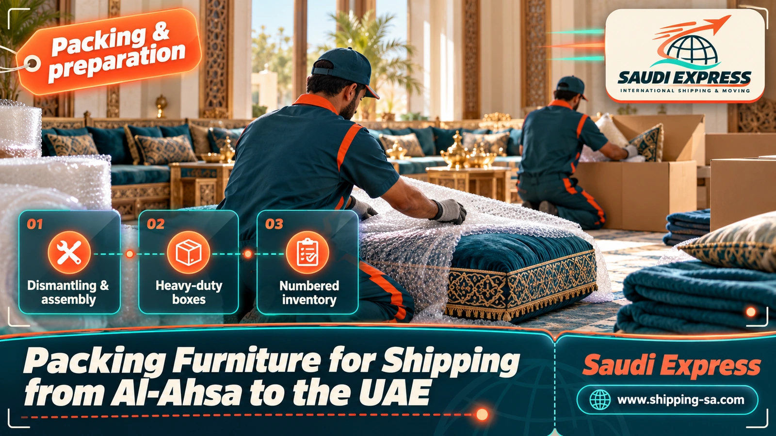 Packing Furniture for Shipping from Al-Ahsa to the UAE