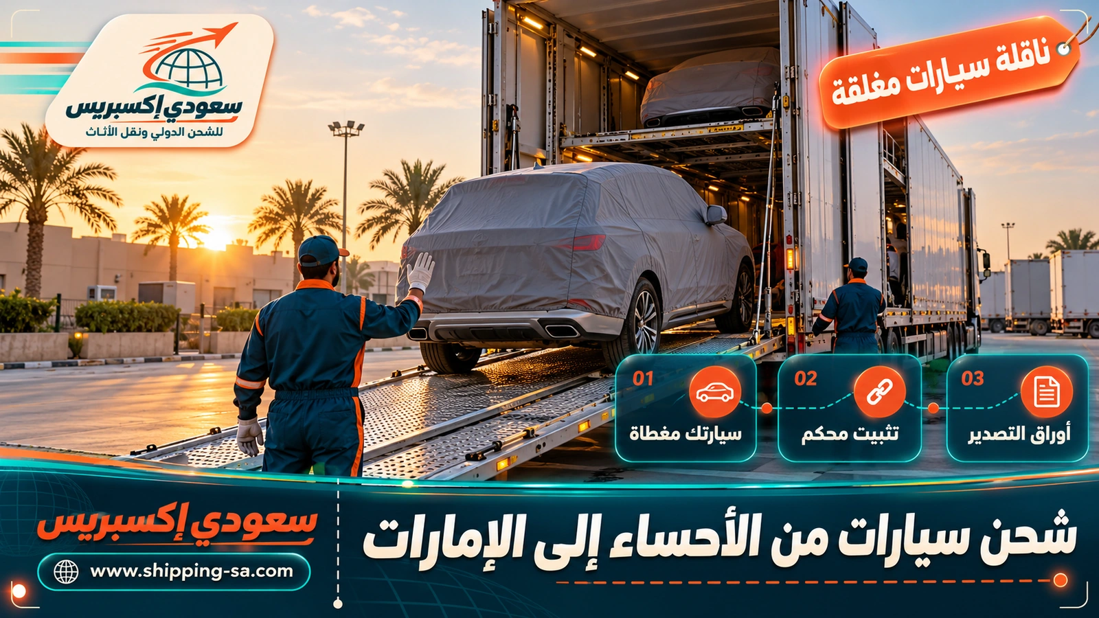 شحن سيارات من الأحساء إلى الإمارات