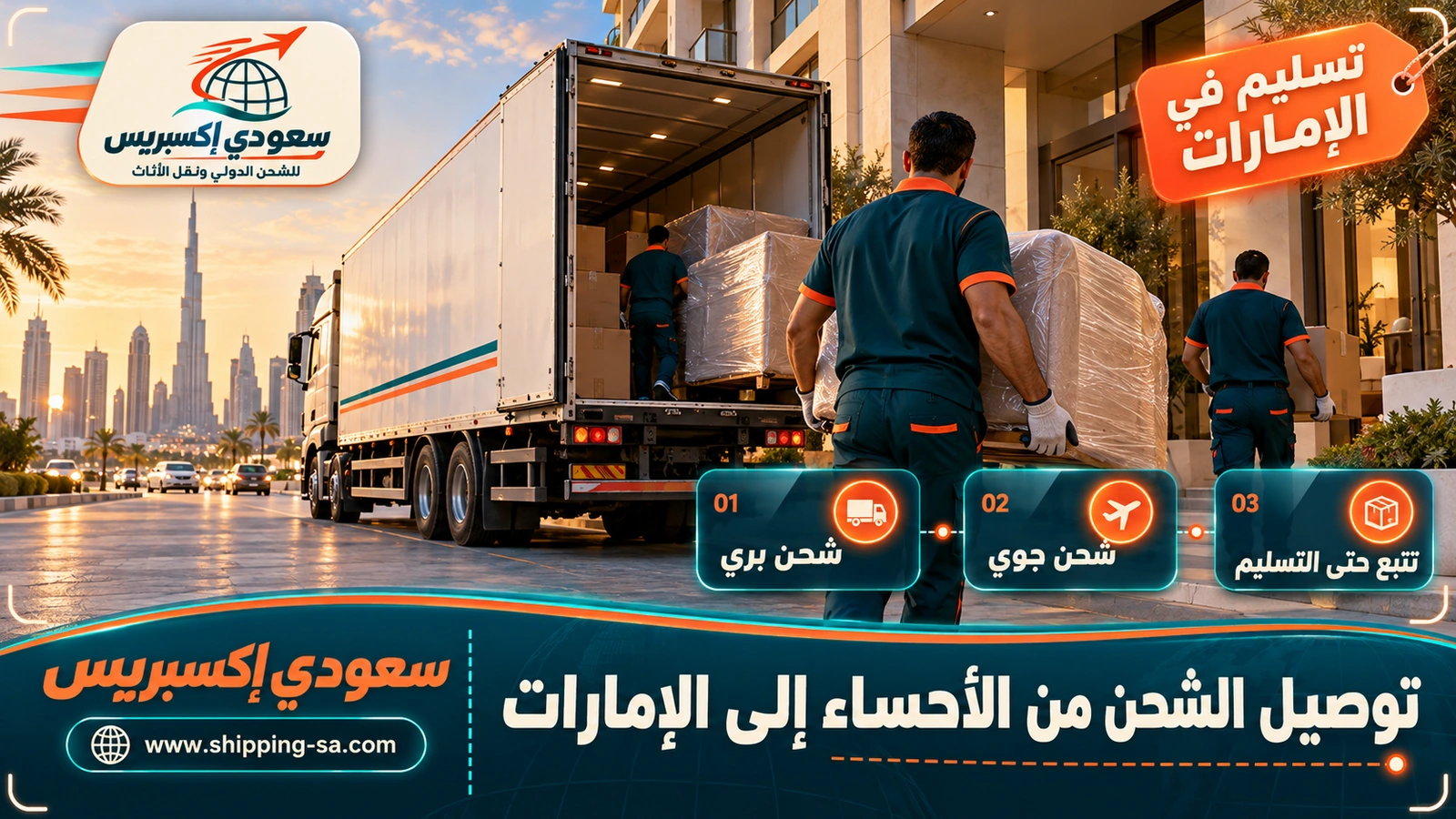توصيل الشحن من الأحساء إلى الإمارات