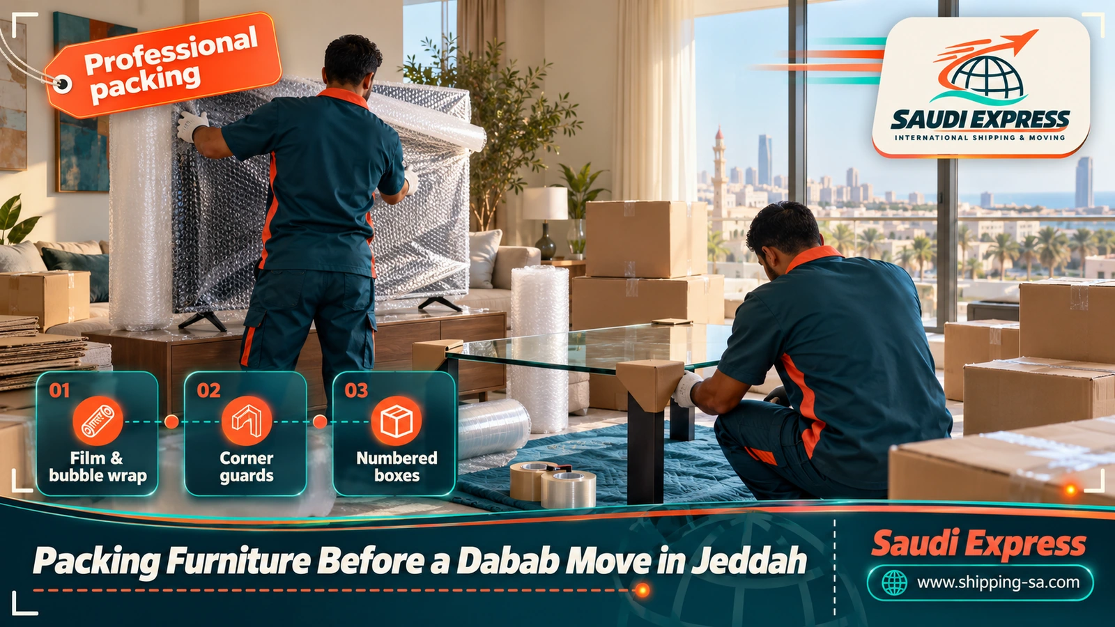 Packing Furniture Before a Dabab Move in Jeddah