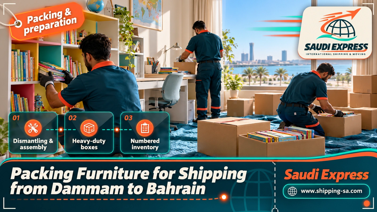 Packing Furniture for Shipping from Dammam to Bahrain