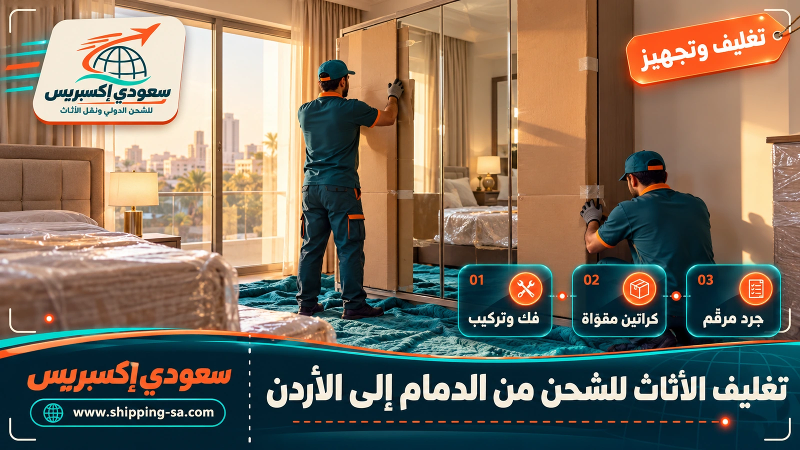 تغليف الأثاث للشحن من الدمام إلى الأردن