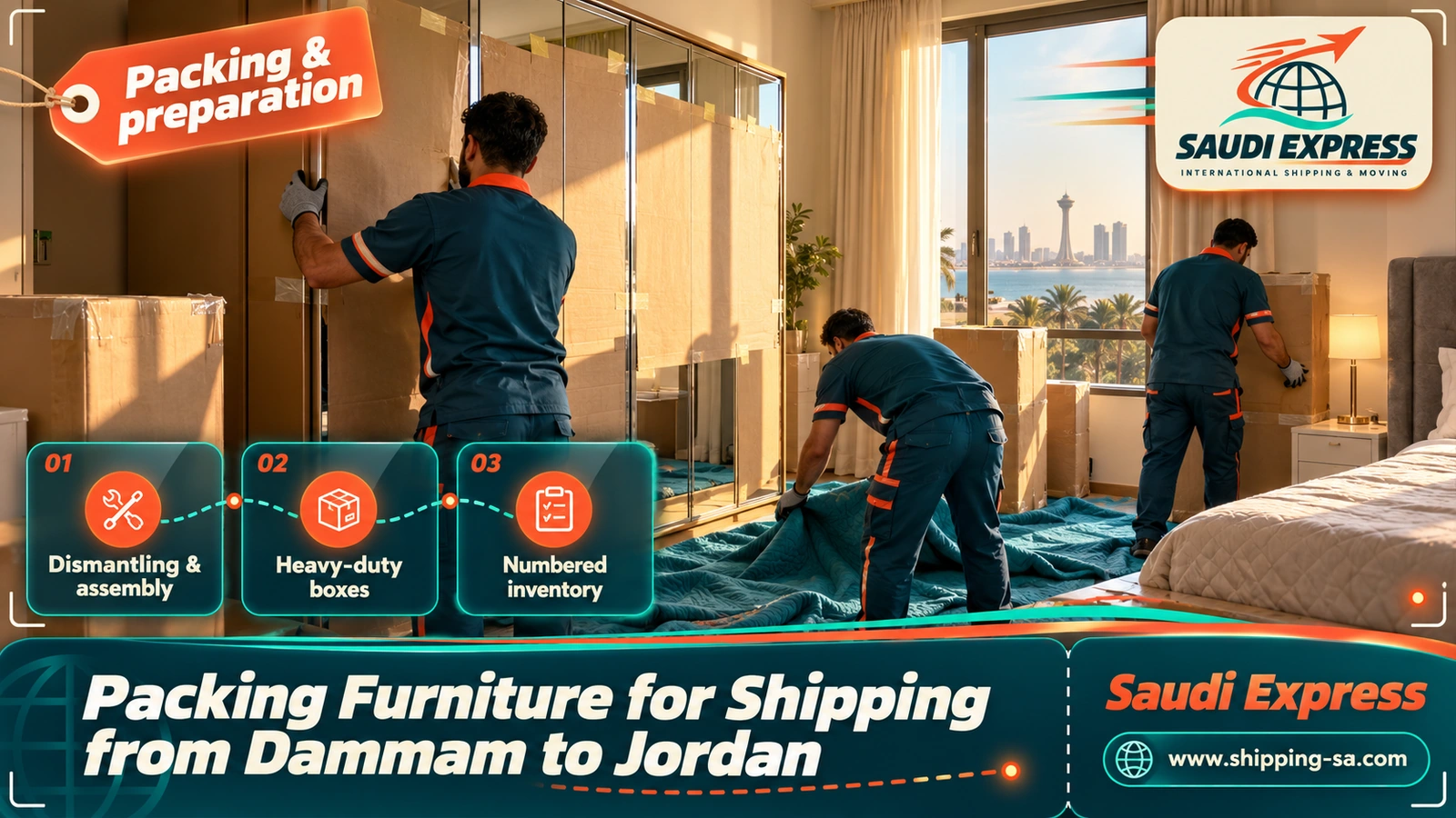 Packing Furniture for Shipping from Dammam to Jordan