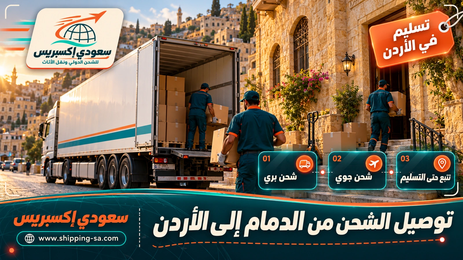 توصيل الشحن من الدمام إلى الأردن