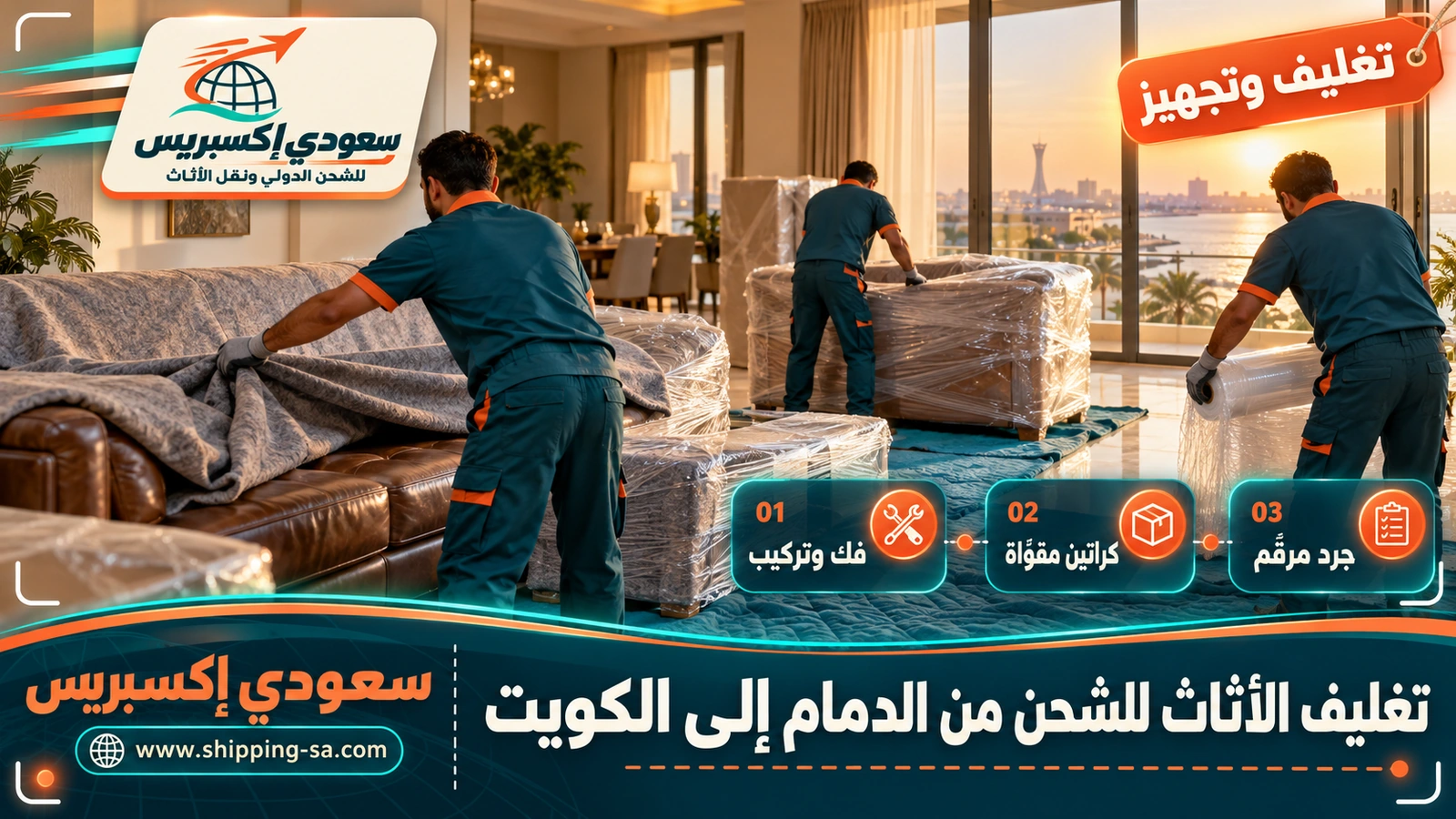 تغليف الأثاث للشحن من الدمام إلى الكويت