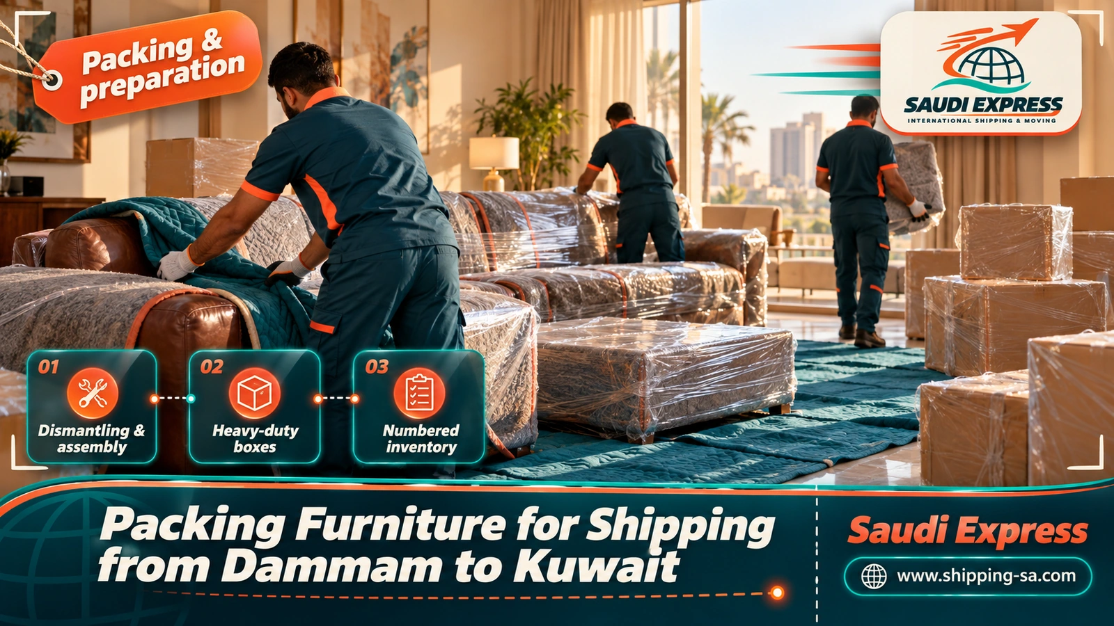 Packing Furniture for Shipping from Dammam to Kuwait