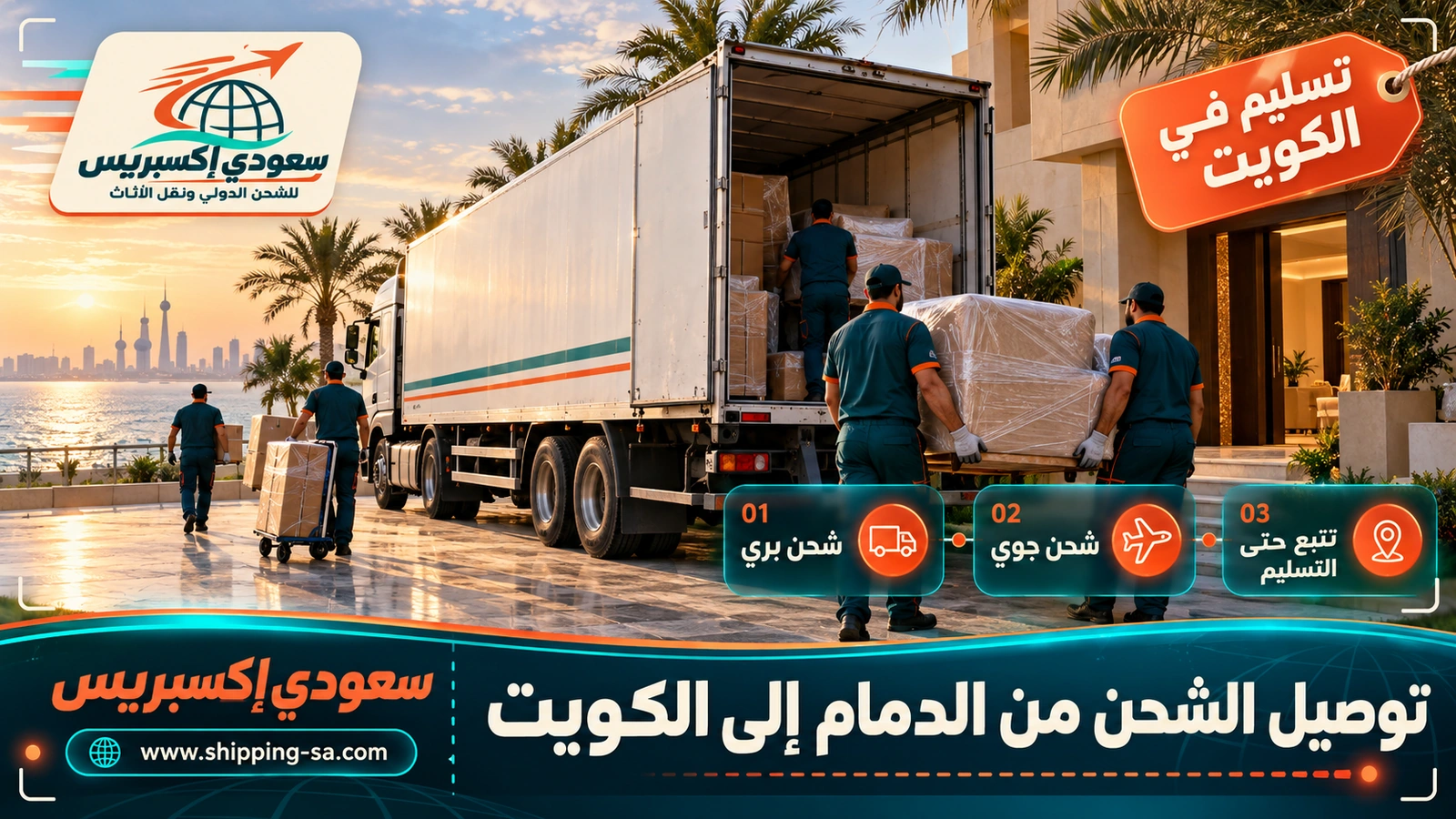 توصيل الشحن من الدمام إلى الكويت