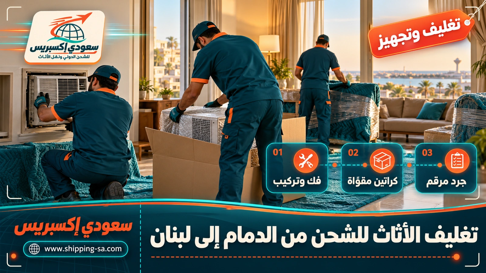 تغليف الأثاث للشحن من الدمام إلى لبنان