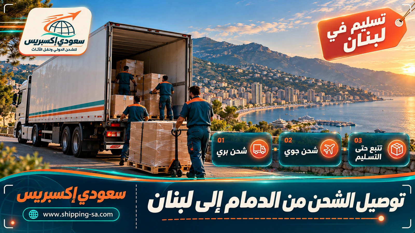 توصيل الشحن من الدمام إلى لبنان