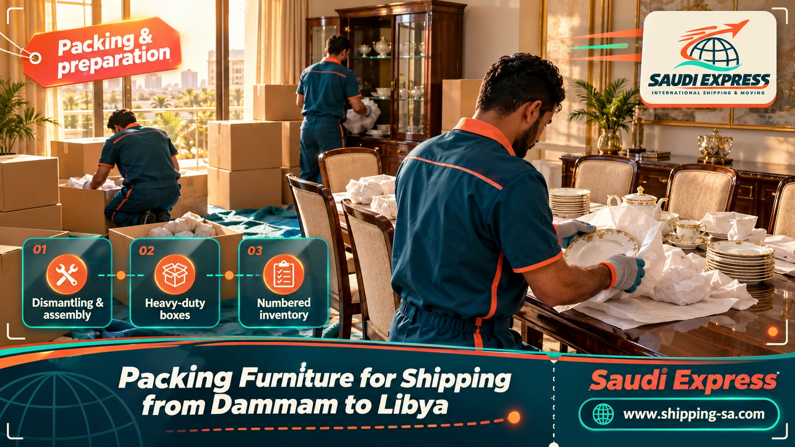 Packing Furniture for Shipping from Dammam to Libya