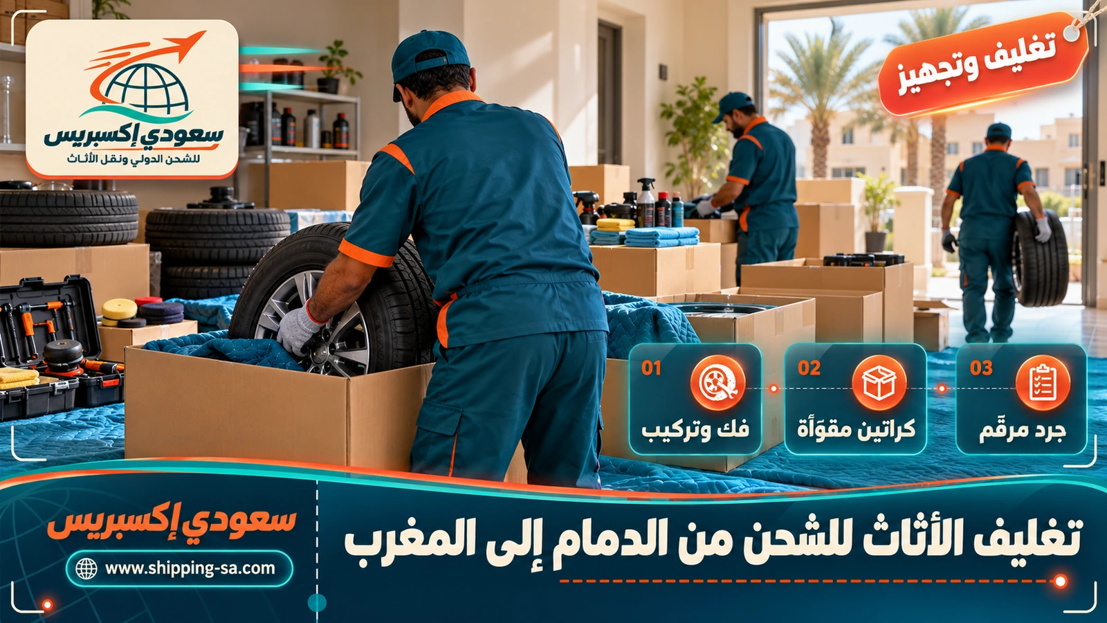 تغليف الأثاث للشحن من الدمام إلى المغرب