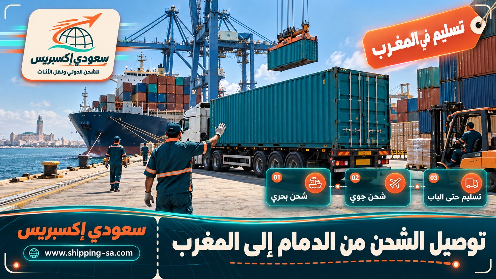 توصيل الشحن من الدمام إلى المغرب