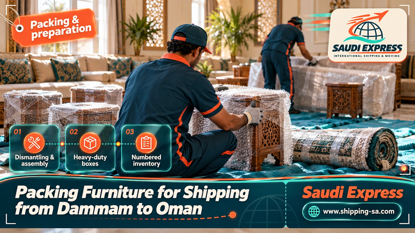 Packing Furniture for Shipping from Dammam to Oman