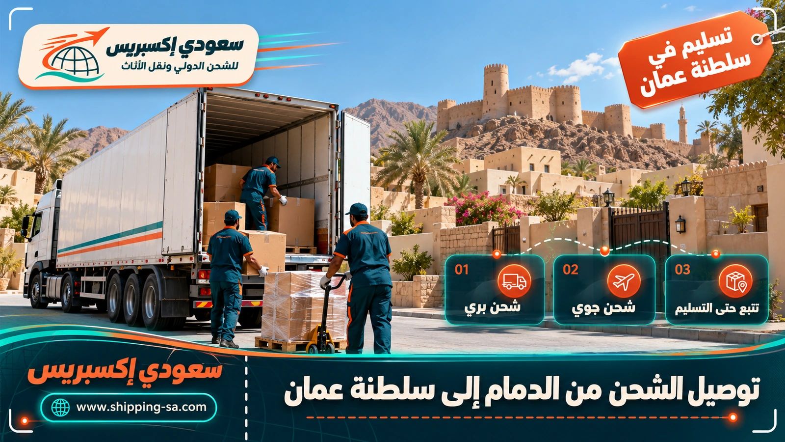 توصيل الشحن من الدمام إلى سلطنة عمان