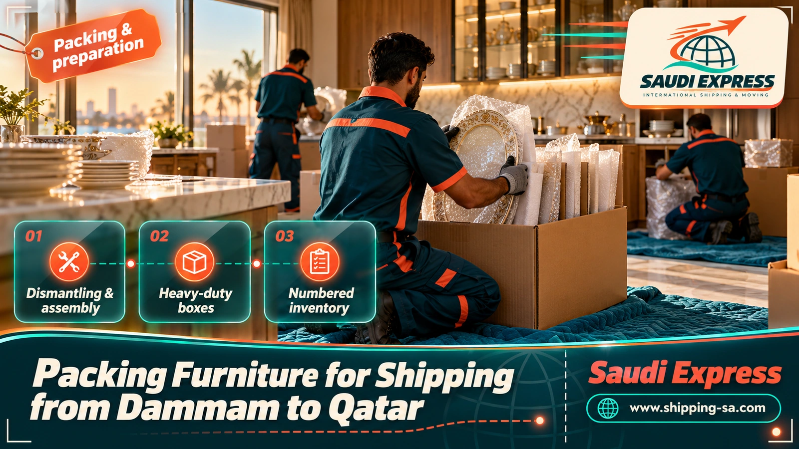Packing Furniture for Shipping from Dammam to Qatar