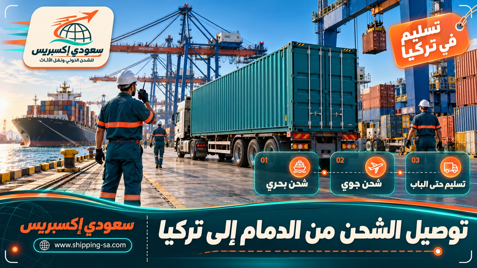 توصيل الشحن من الدمام إلى تركيا