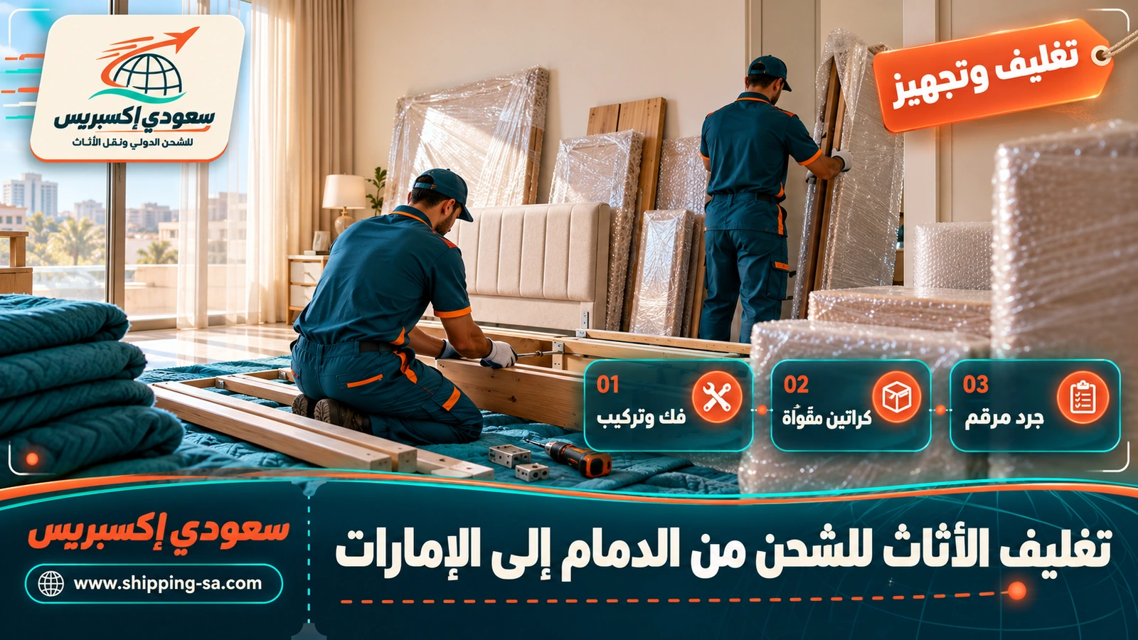 تغليف الأثاث للشحن من الدمام إلى الإمارات