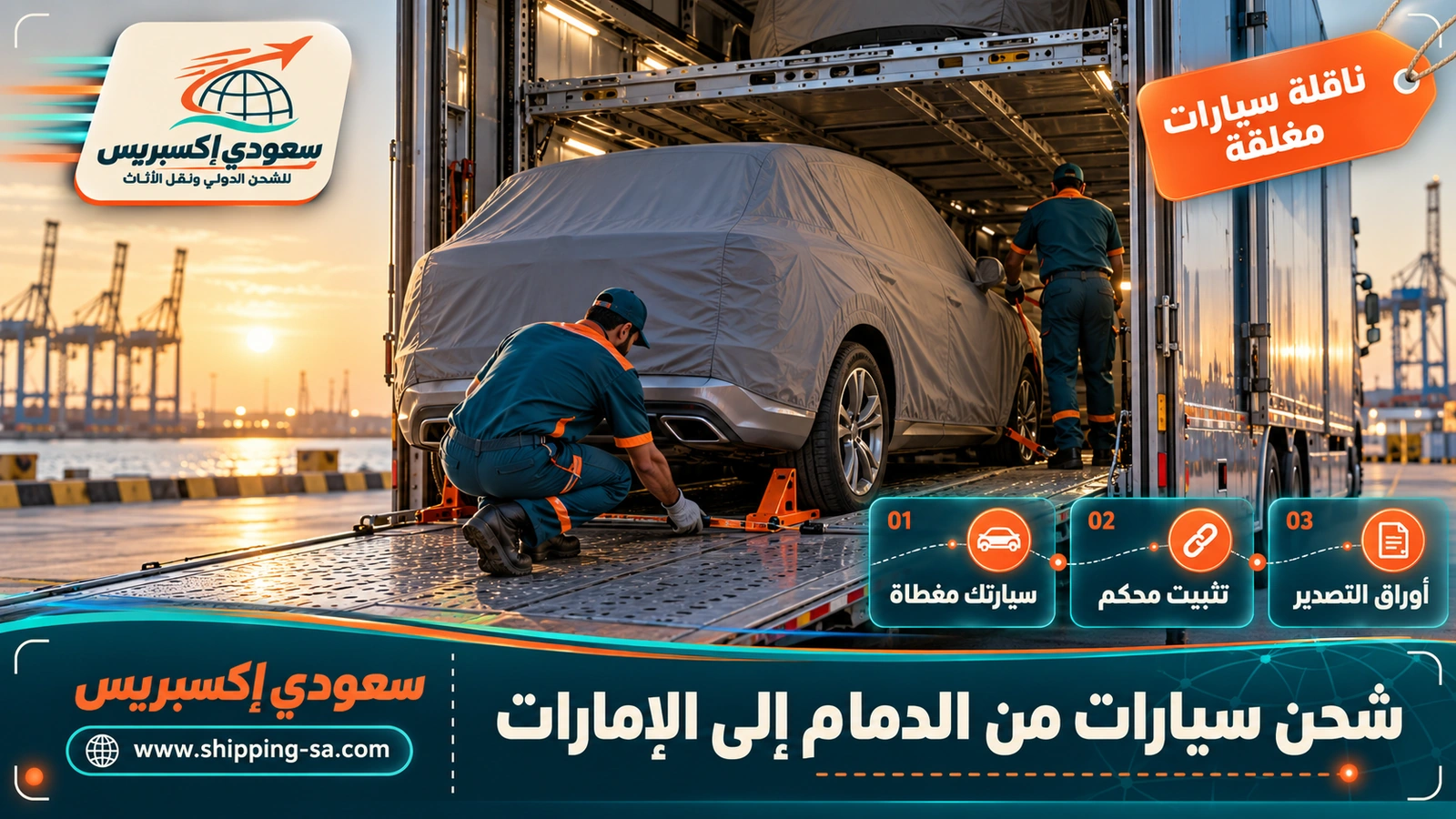 شحن سيارات من الدمام إلى الإمارات