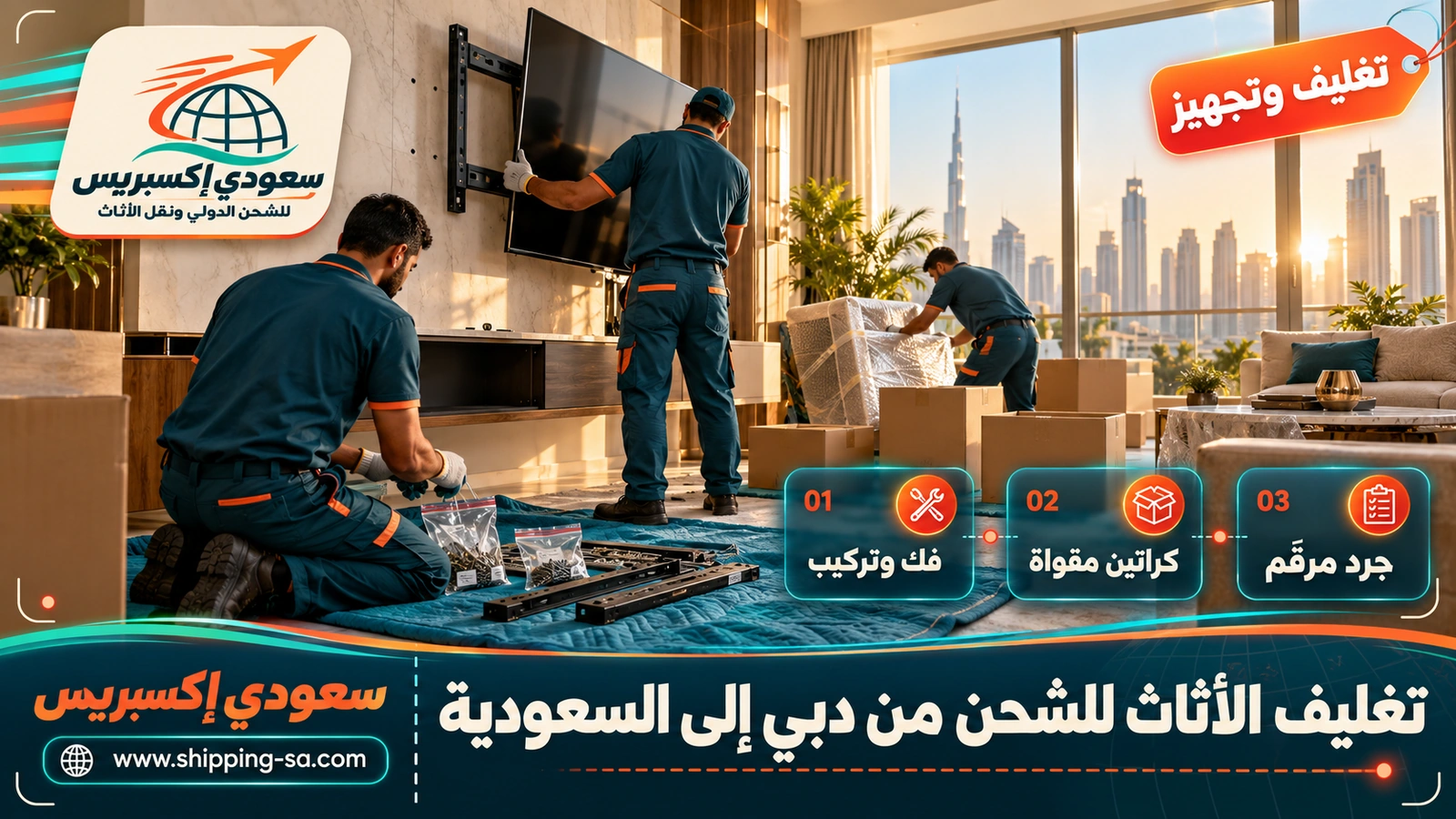 تغليف الأثاث للشحن من دبي إلى السعودية