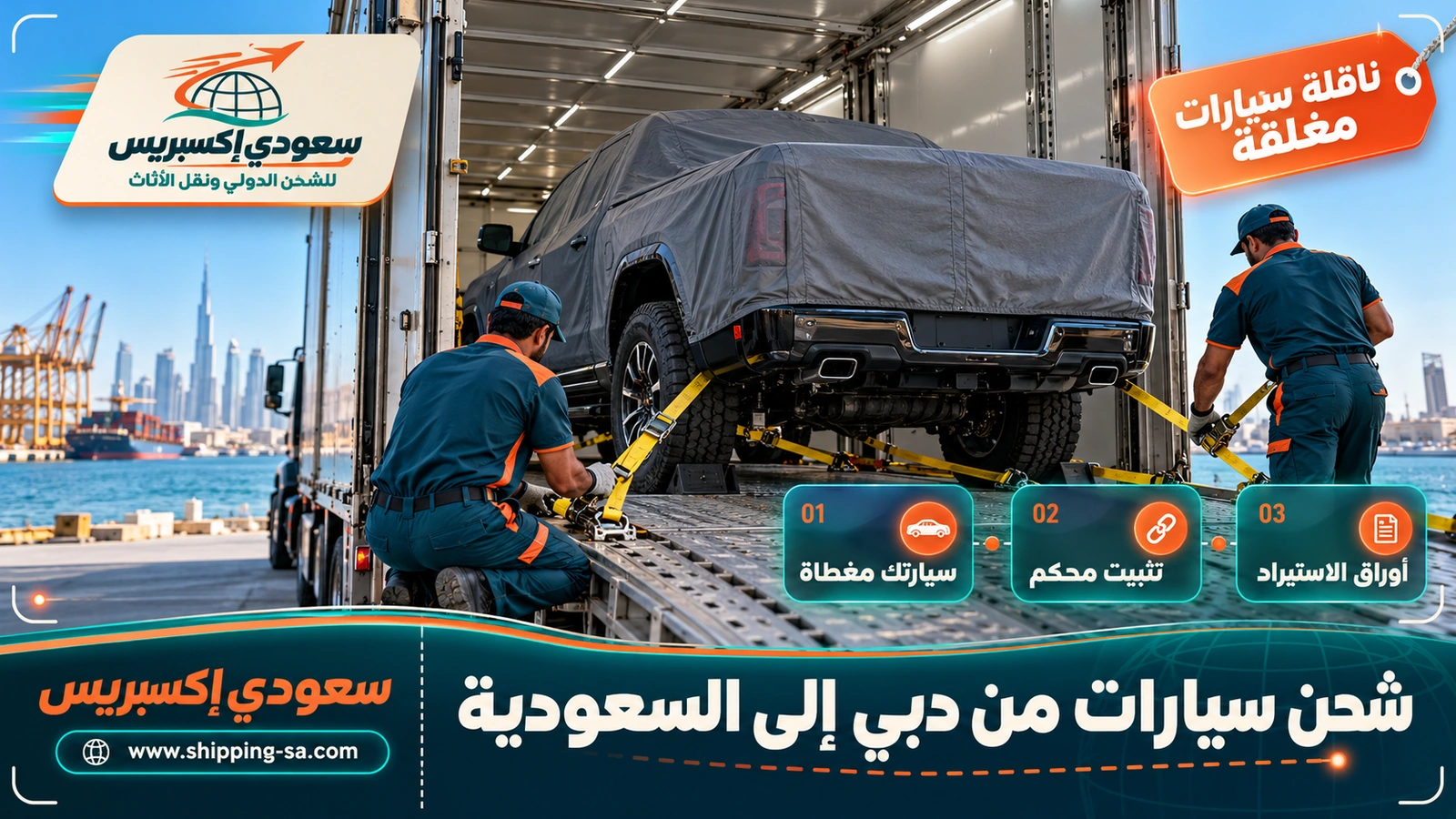شحن سيارات من دبي إلى السعودية