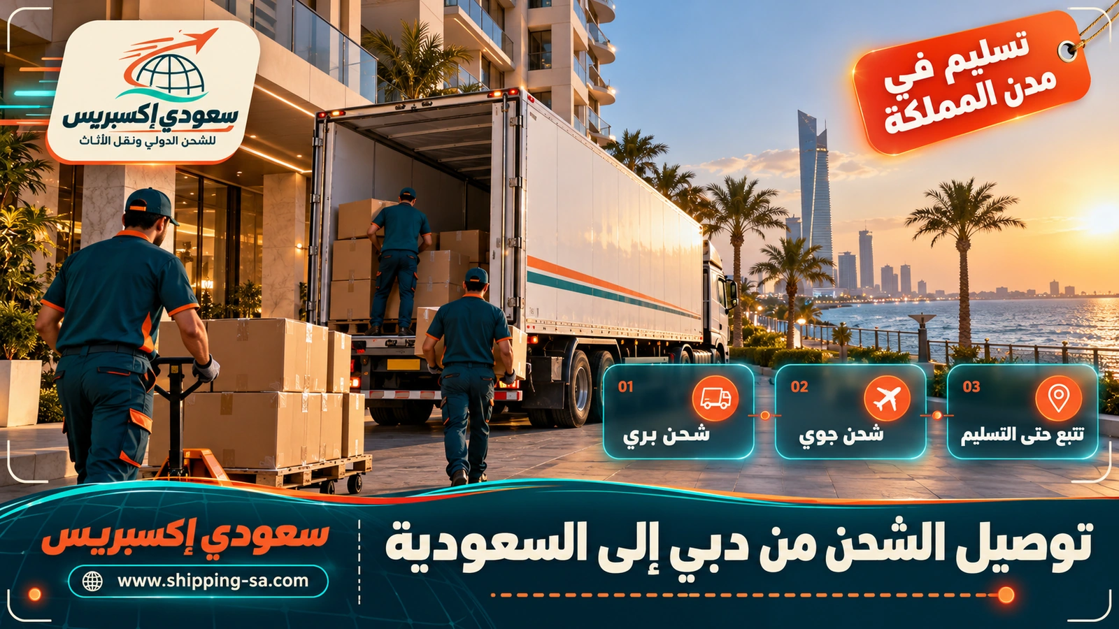 توصيل الشحن من دبي إلى السعودية
