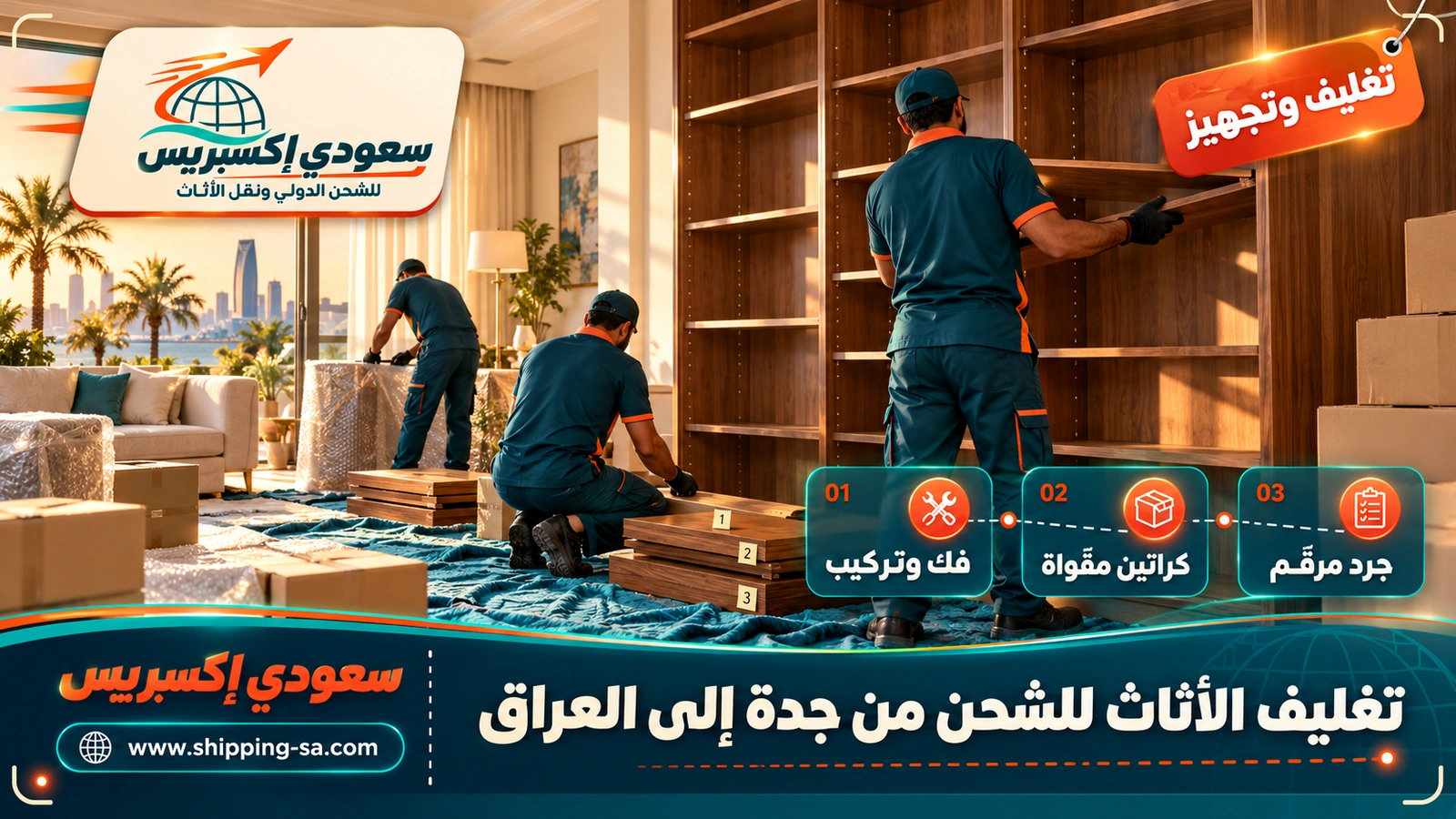 تغليف الأثاث للشحن من جدة إلى العراق