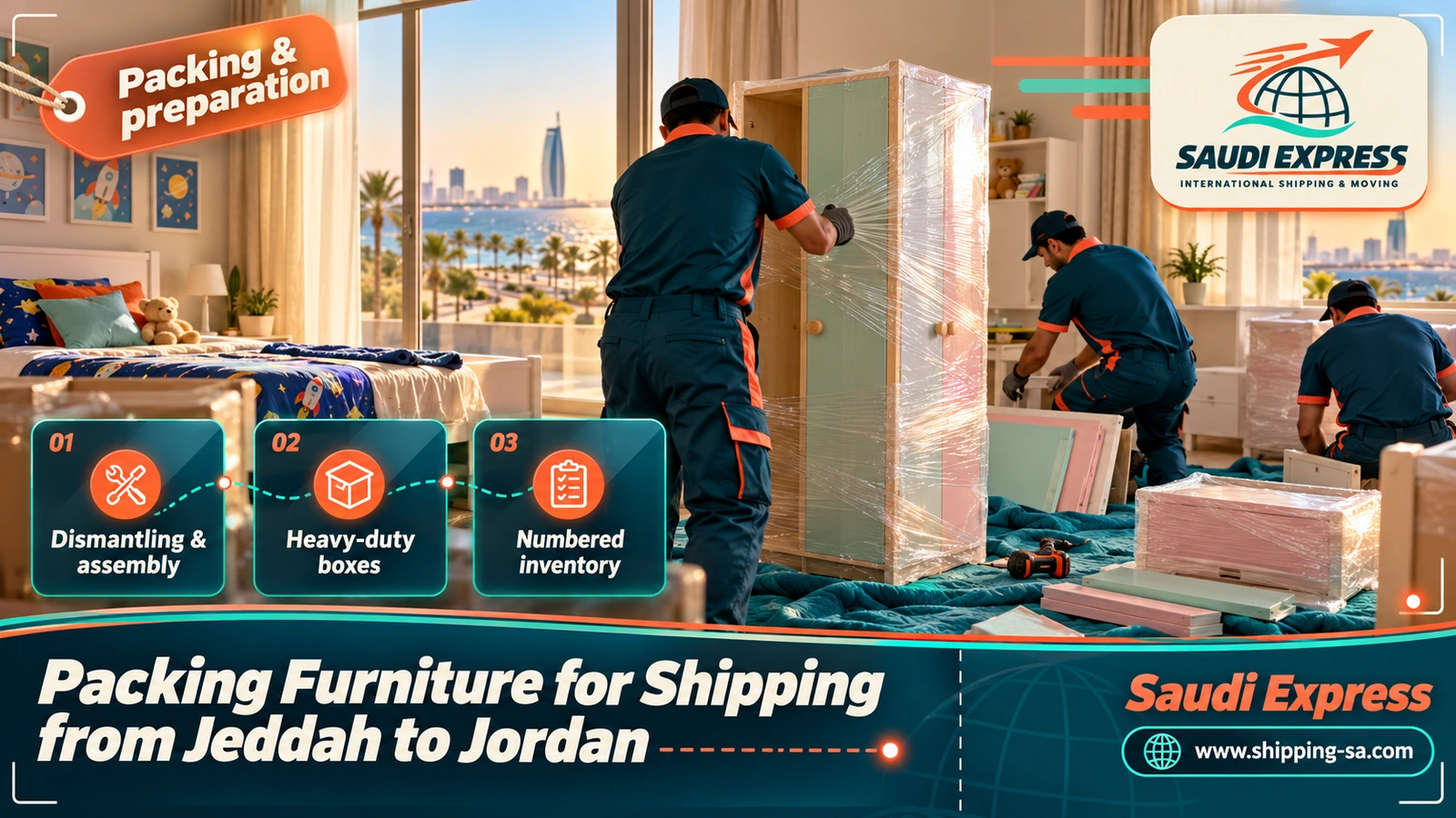 Packing Furniture for Shipping from Jeddah to Jordan
