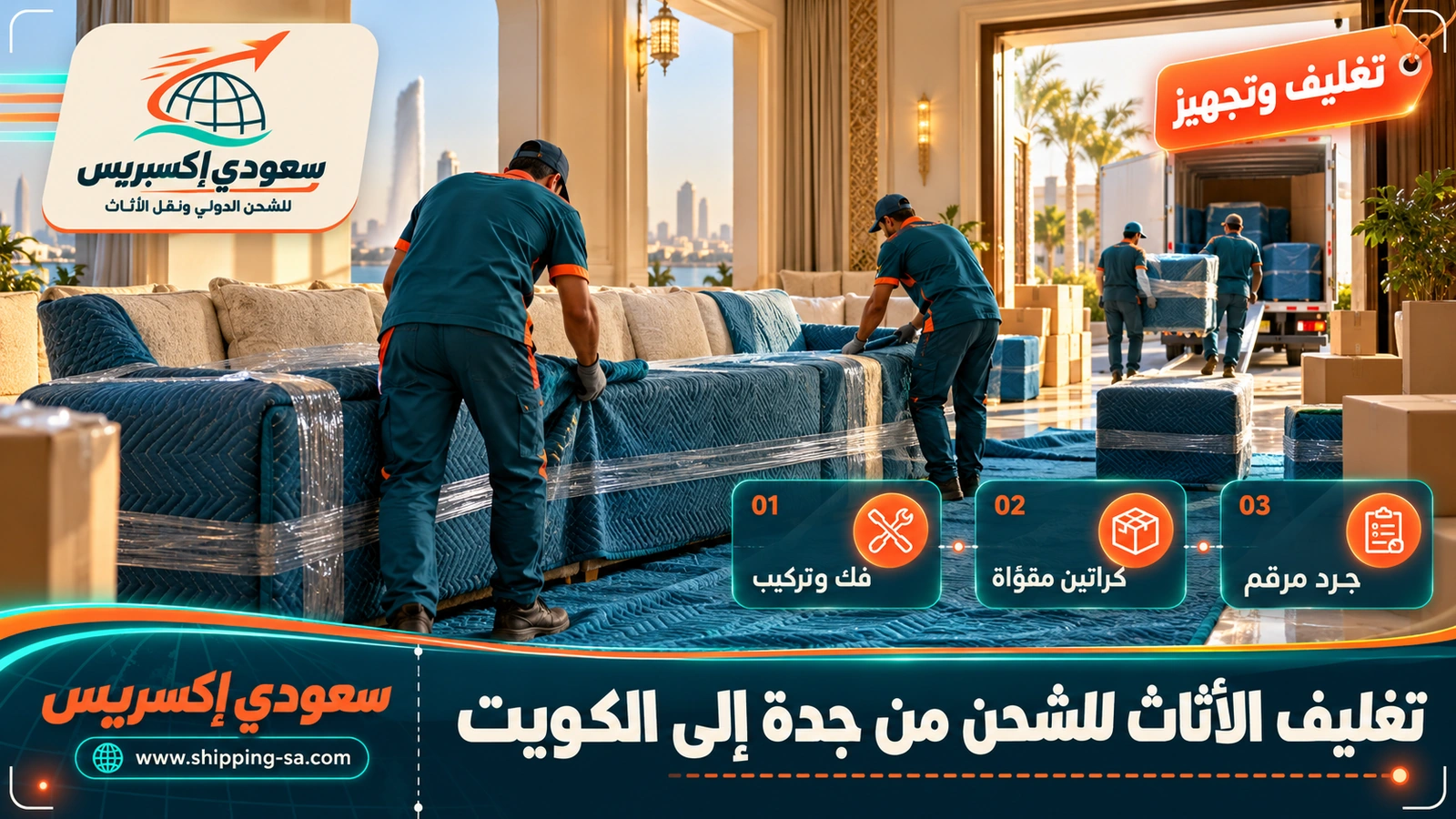 تغليف الأثاث للشحن من جدة إلى الكويت