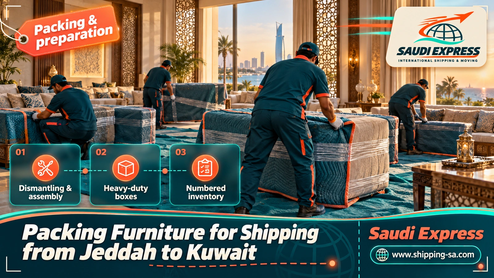 Packing Furniture for Shipping from Jeddah to Kuwait