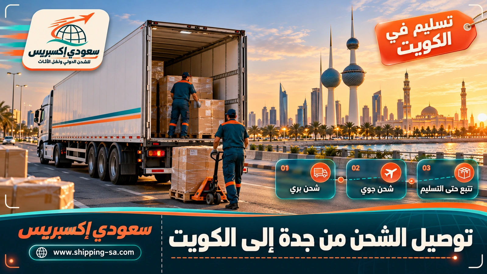 توصيل الشحن من جدة إلى الكويت