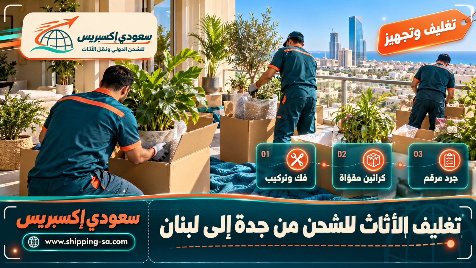 تغليف الأثاث للشحن من جدة إلى لبنان