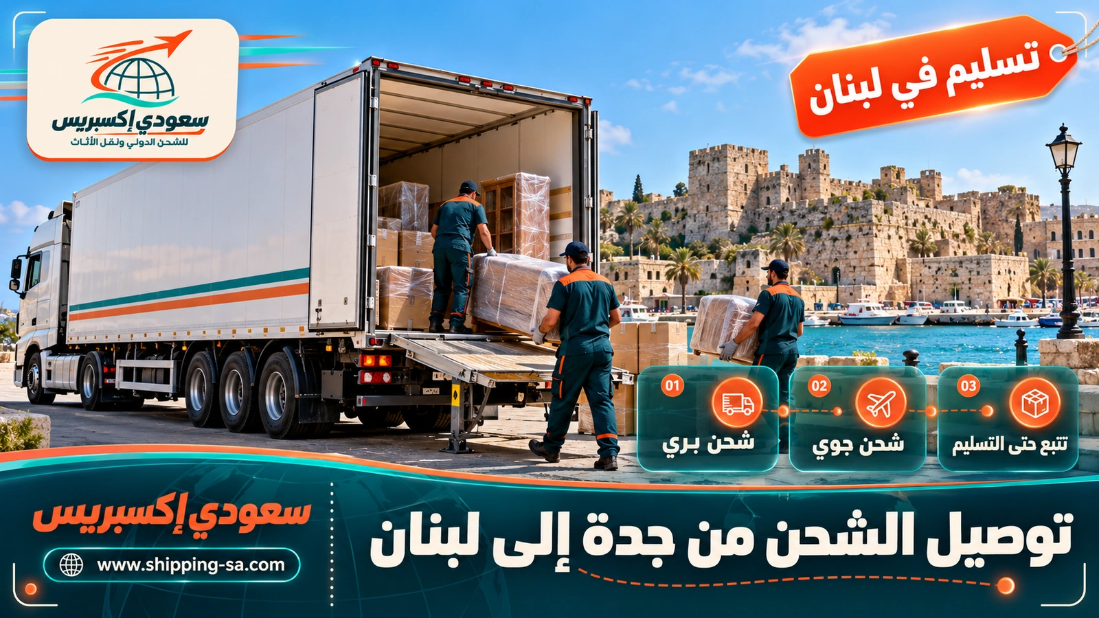 توصيل الشحن من جدة إلى لبنان