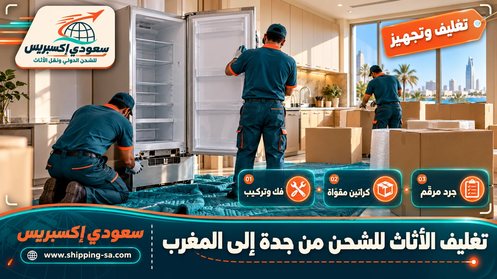 تغليف الأثاث للشحن من جدة إلى المغرب